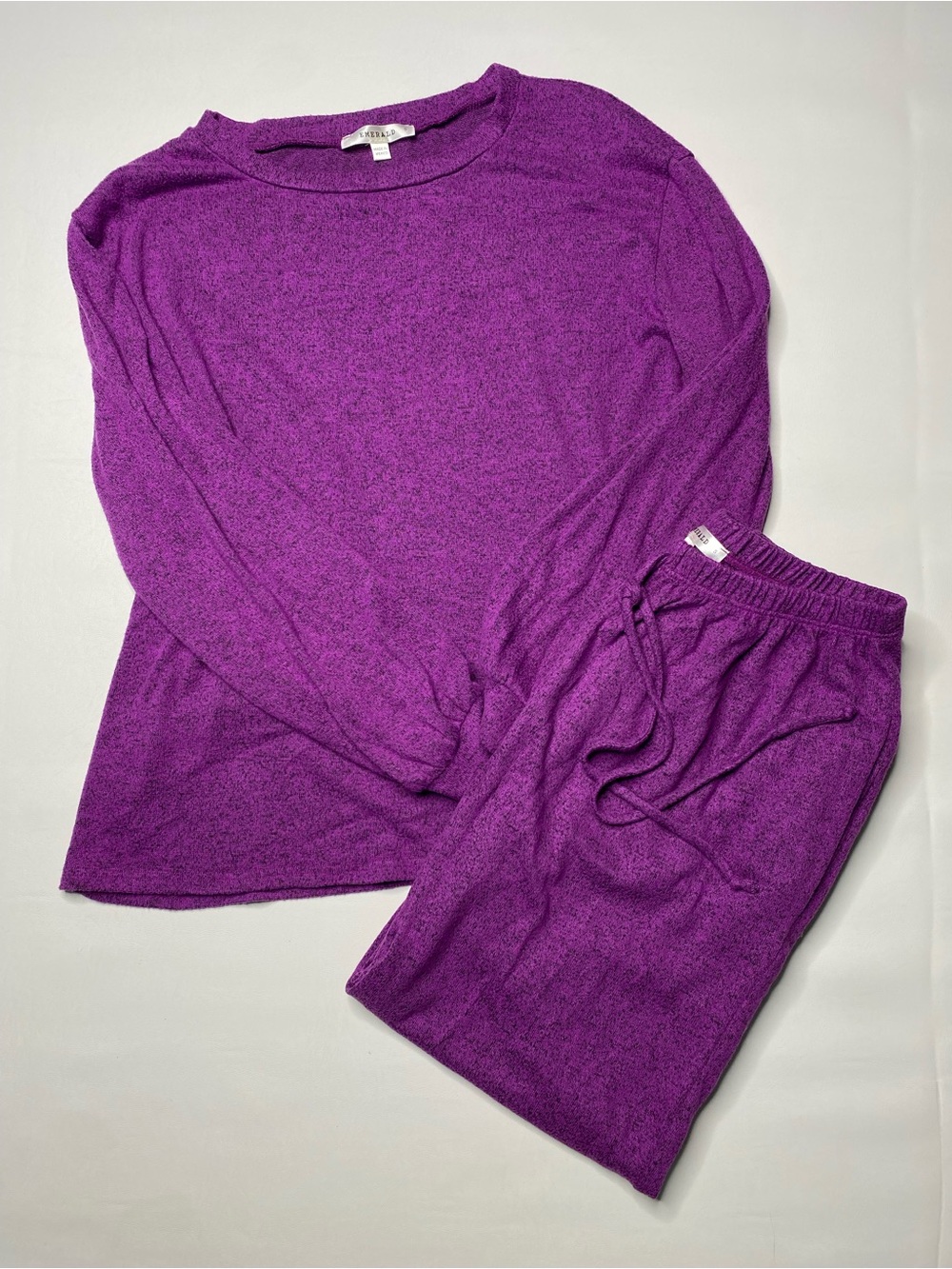 Emerald Women’s Purple Pajama Set - Cozy Long Sleeve Top & Pants